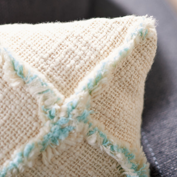 Ashlin Pillow Beige / Teal COTTON SLUB PATCH WORK PLS6526J-1220