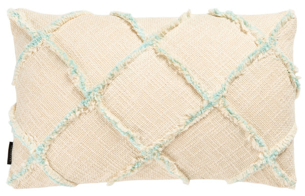 Ashlin Pillow Beige / Teal COTTON SLUB PATCH WORK PLS6526J-1220