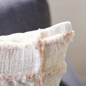 Lonis Pillow White / Pink COTTON SLUB PATCH WORK PLS6527A-1818