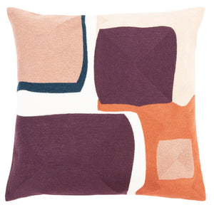 Carlee Pillow - Modern Art Chic in Burgundy & Rose Tones, Ultra-Soft 100% Cotton for Cozy Interiors