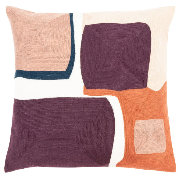 Carlee Pillow - Modern Art Chic in Burgundy & Rose Tones, Ultra-Soft 100% Cotton for Cozy Interiors