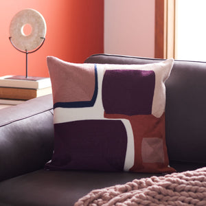 Carlee Pillow - Modern Art Chic in Burgundy & Rose Tones, Ultra-Soft 100% Cotton for Cozy Interiors