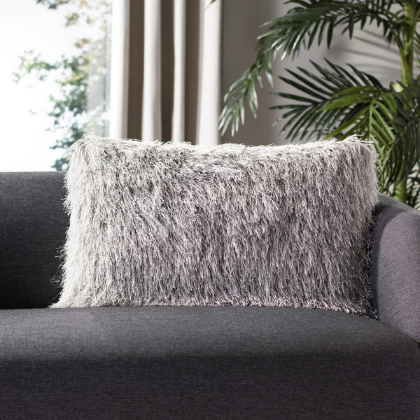 Safavieh Shag Modish Metallic Pillow Metallic Silver Polyester  PLS732A-1220