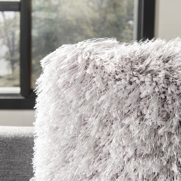 Safavieh Shag Modish Metallic Pillow Metallic Silver Polyester  PLS732A-1220