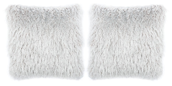 Safavieh Shag Modish Metallic Pillow Metallic Silver Polyester  PLS732A-1220