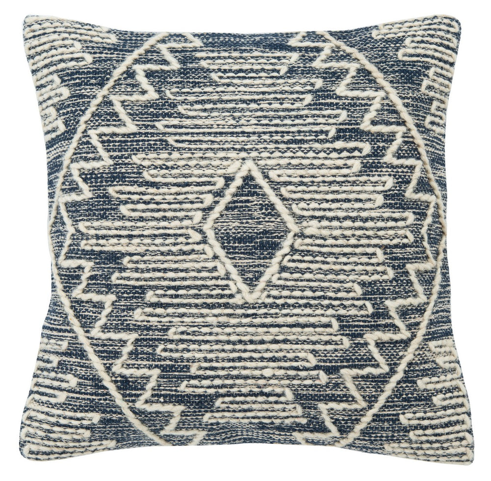 Lannie Pillow - Southwest Chic Decor with Ultra-Soft Denim Cotton, Bohemian Motifs & Hidden Zipper