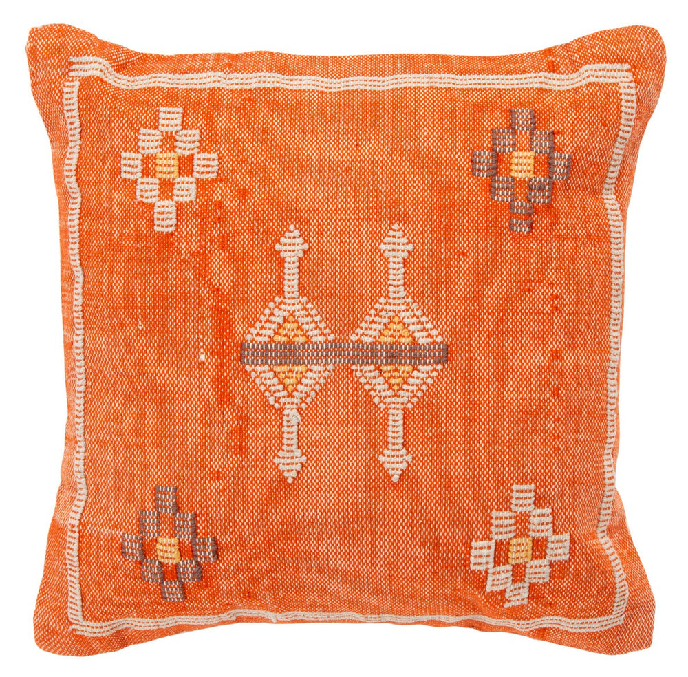 Pyrra Pillow - Chic Southwest Style in Warm Orange Cotton, Perfect for Sofa or Bed Decor, 18"x18"