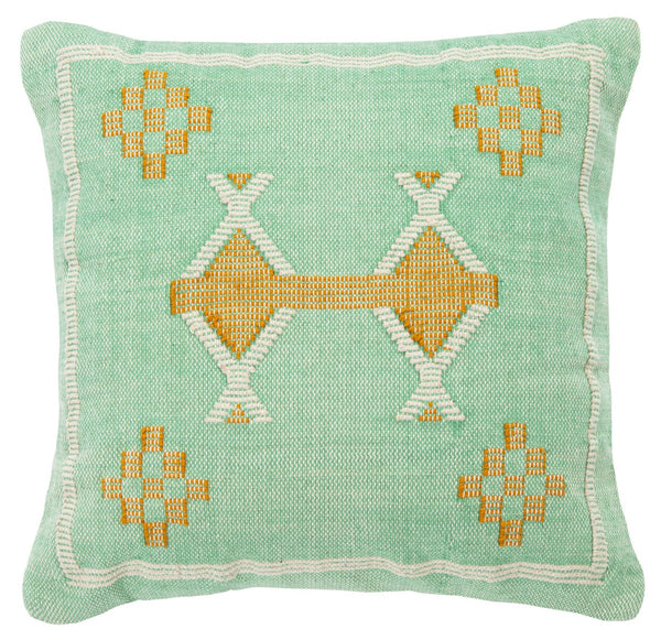 Halstead Pillow - Southwestern-Inspired Teal Cotton Decor for Bohemian Living Rooms - 18"x18"