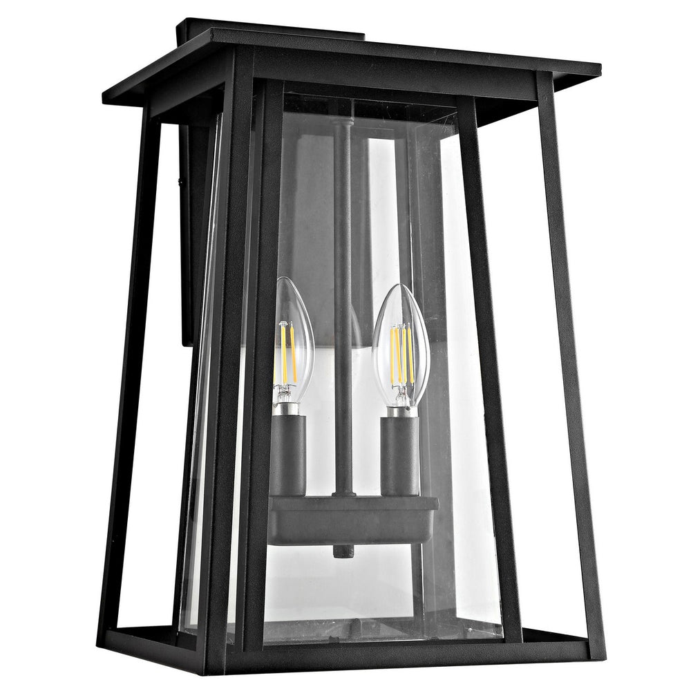 Velza Contemporary Outdoor Wall Lantern - Chic Black Metal Frame & Clear Glass Shade Design