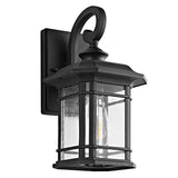 Lolia Deluxe Outdoor Wall Lantern - Elegant Black Metal Frame with Clear Bubble Glass Shade