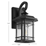 Lolia Deluxe Outdoor Wall Lantern - Elegant Black Metal Frame with Clear Bubble Glass Shade