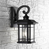 Lolia Deluxe Outdoor Wall Lantern - Elegant Black Metal Frame with Clear Bubble Glass Shade