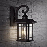 Lolia Deluxe Outdoor Wall Lantern - Elegant Black Metal Frame with Clear Bubble Glass Shade