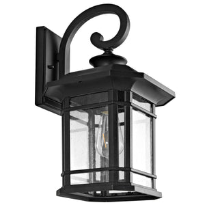 Cendra Modern Outdoor Wall Lantern - Timeless Black Metal Frame & Clear Bubble Glass Shade