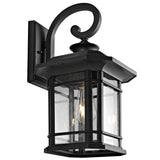 Cendra Modern Outdoor Wall Lantern - Timeless Black Metal Frame & Clear Bubble Glass Shade