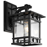 Grayter Black Metal Outdoor Wall Lantern – Mission-Style Design with Clear Seeded Glass Shade