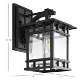 Grayter Black Metal Outdoor Wall Lantern – Mission-Style Design with Clear Seeded Glass Shade