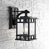 Grayter Black Metal Outdoor Wall Lantern – Mission-Style Design with Clear Seeded Glass Shade