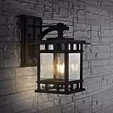 Grayter Black Metal Outdoor Wall Lantern – Mission-Style Design with Clear Seeded Glass Shade