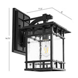 Rolran Stylish Outdoor Wall Lantern - Timeless Mission Design with Clear Seeded Glass & Black Finish