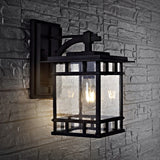 Rolran Stylish Outdoor Wall Lantern - Timeless Mission Design with Clear Seeded Glass & Black Finish