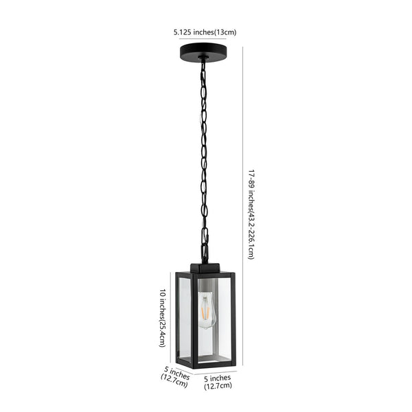 Safavieh Clemens Outdoor Pendant Matte Black Metal / Glass PLT4019A