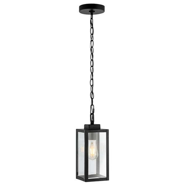 Safavieh Clemens Outdoor Pendant Matte Black Metal / Glass PLT4019A