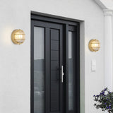 Safavieh Elson Outdoor Wall Sconce -Set Of 2 Gold Metal / Glass PLT4022A-SET2