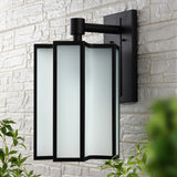 Safavieh Hyla Outdoor Wall Sconce/Black Black / White Metal / Glass PLT4023A