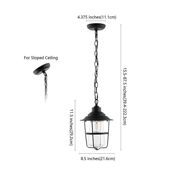 Safavieh Penber Outdoor Pendant Black Metal / Glass PLT4039A
