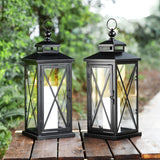 Safavieh Lirio Outdoor Lantern -Set Of 2 Black / Clear Metal / Glass PLT4064A-SET2