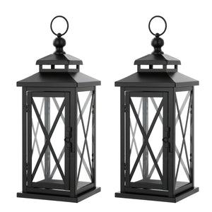 Safavieh Lirio Outdoor Lantern -Set Of 2 Black / Clear Metal / Glass PLT4065A-SET2