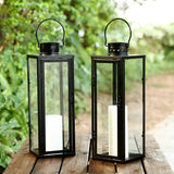 Safavieh Lorient Outdoor Lantern -Set Of 2 Black Metal / Glass PLT4069A-SET2