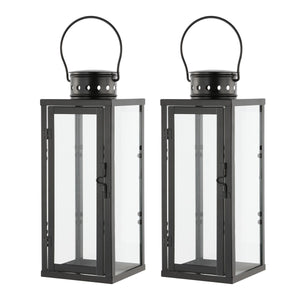 Safavieh Lorient Outdoor Lantern -Set Of 2 Black Metal / Glass PLT4069A-SET2