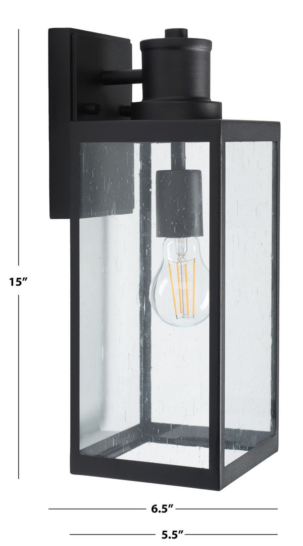 Safavieh Agni Outdoor Wall Sconce -Set Of 2 Black 20% Steel+80% Glass PLT7014A-SET2