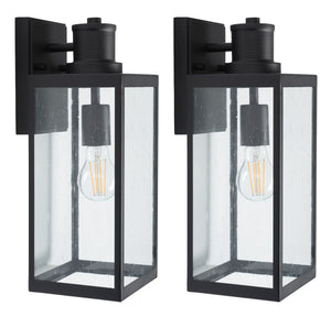 Safavieh Agni Outdoor Wall Sconce -Set Of 2 Black 20% Steel+80% Glass PLT7014A-SET2