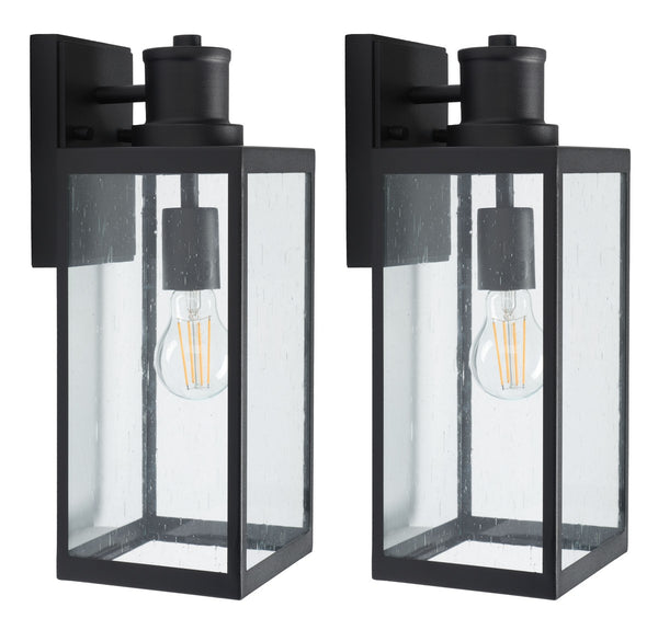 Safavieh Agni Outdoor Wall Sconce -Set Of 2 Black 20% Steel+80% Glass PLT7014A-SET2