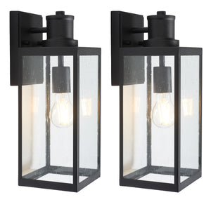 Safavieh Agni Outdoor Wall Sconce -Set Of 2 Black 20% Steel+80% Glass PLT7014A-SET2