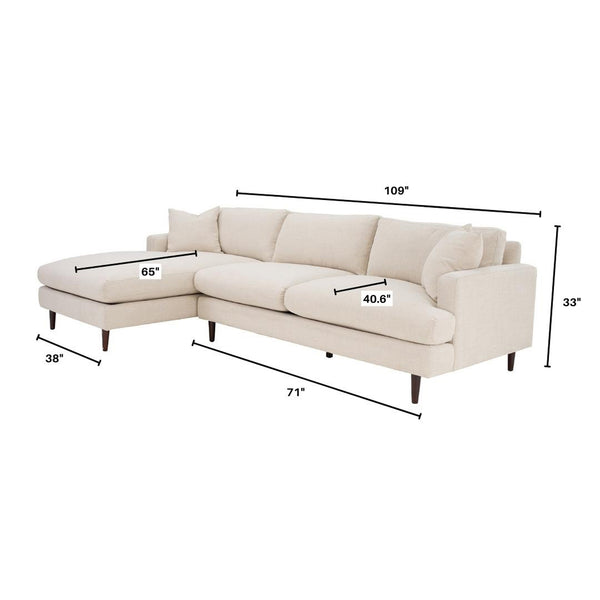 LH Imports Martha Left Sectional Sofa PLU062-BL