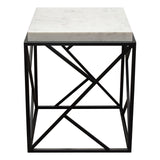 Plymouth Square Accent Table w/ Genuine Grey Marble Top & Black Metal Base