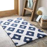 Plush Master Bath Pmb726 Diamond  Hand Tufted 100% Cotton Rug Nautical Blue