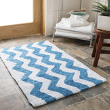 Plush Master Bath Pmb727 Chevron  Hand Tufted 100% Cotton Rug Arizona Blue