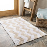 Plush Master Bath Pmb727 Chevron  Hand Tufted 100% Cotton Rug Winter Wheat