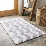 Plush Master Bath Pmb727 Chevron  Hand Tufted 100% Cotton Rug Pearl Grey