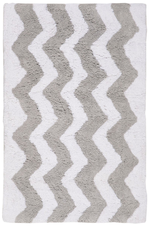Plush Master Bath Pmb727 Chevron  Hand Tufted 100% Cotton Rug Pearl Grey