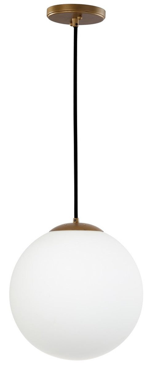 Nelda Pendant Light - Contemporary Antique Gold Finish with White Glass Globe for Elegant Décor