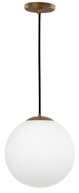 Nelda Pendant Light - Contemporary Antique Gold Finish with White Glass Globe for Elegant Décor