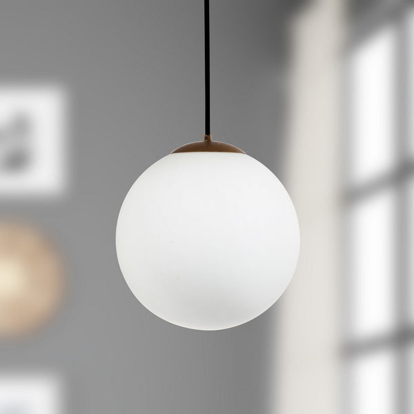 Nelda Pendant Light - Contemporary Antique Gold Finish with White Glass Globe for Elegant Décor