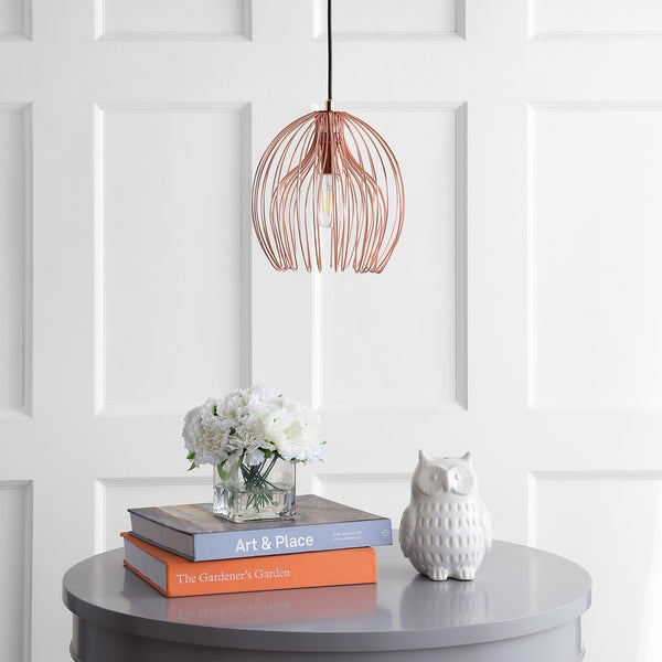 Deena Pendant Lamp: Stunning Copper Finish, Adjustable Height, and Soft Illumination for Living Rooms