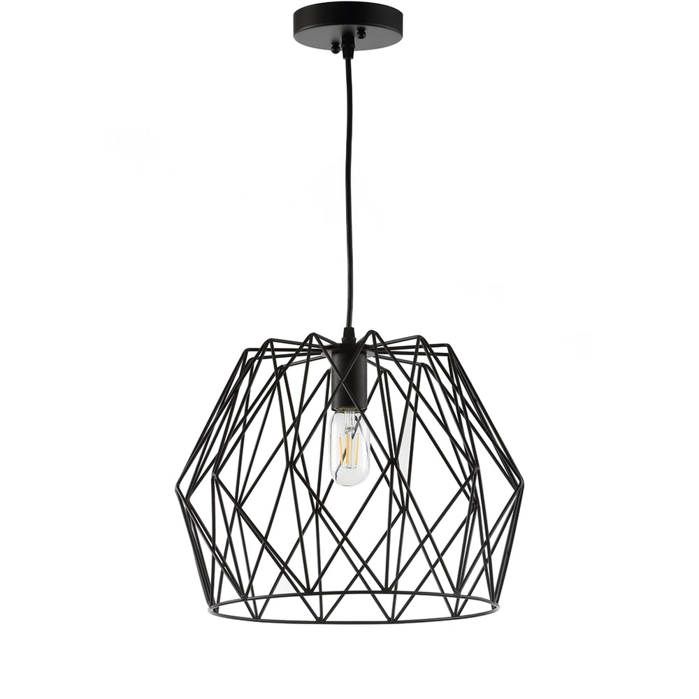 Electra Pendant Light - Modern Industrial Black Metal Fixture with Vintage Bulb for Home Décor